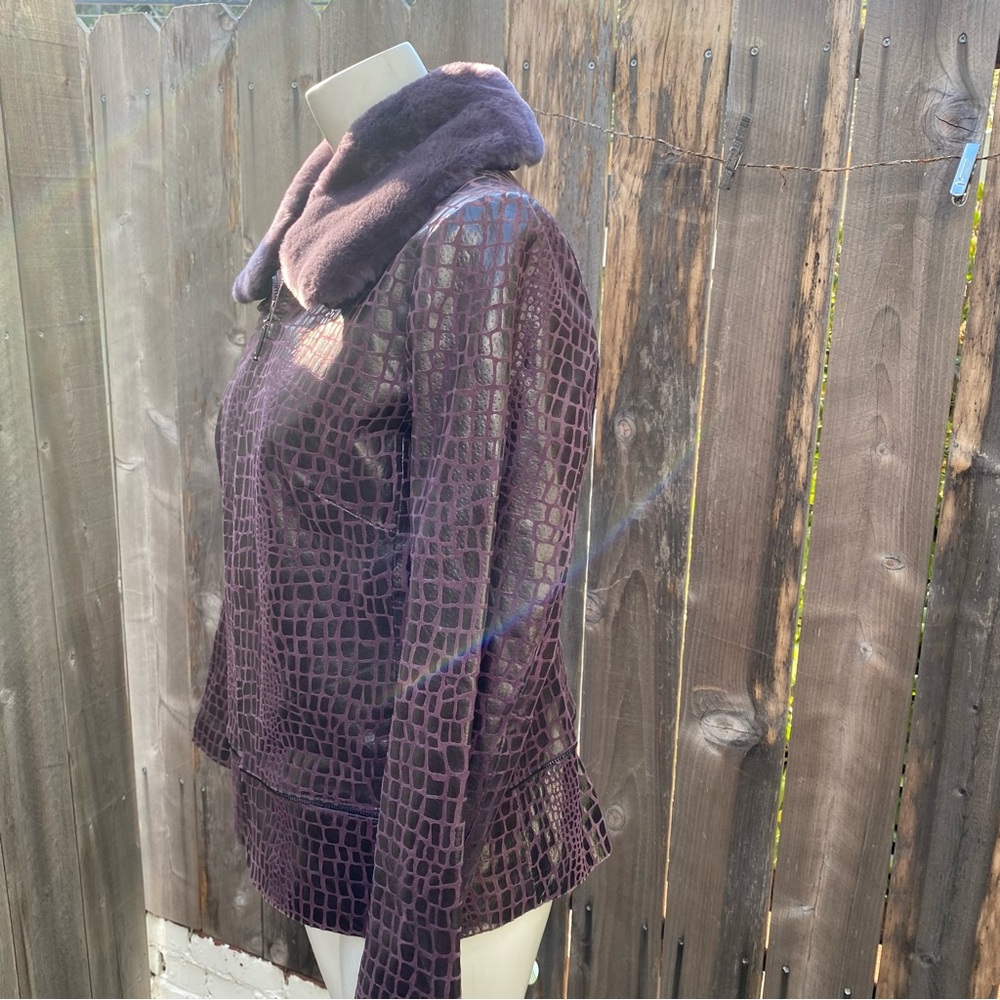 Bradley Bayou plum Genuine Leather Jacket size small - Picture 4 of 10